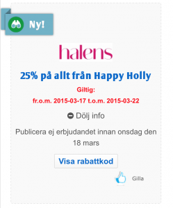 Halens 25% rabatt